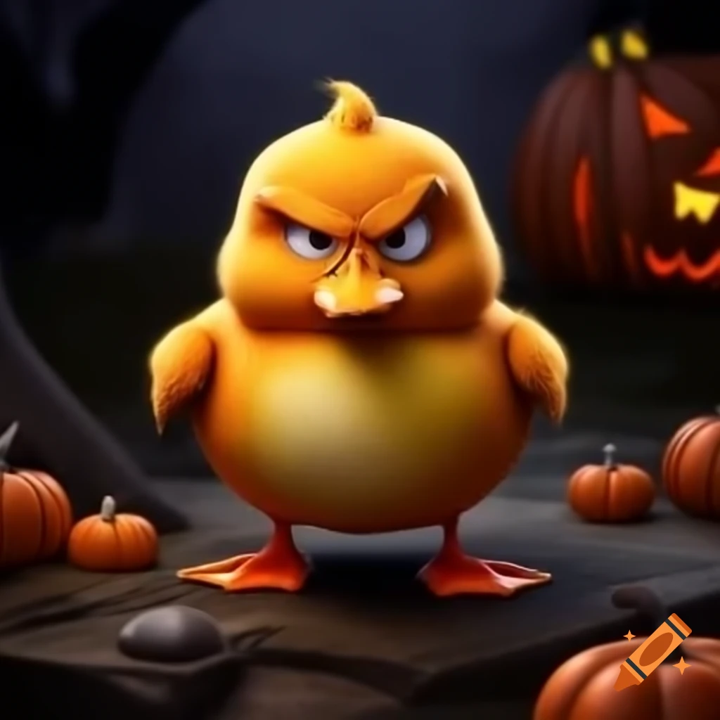 Angry orange duck themed for Halloween