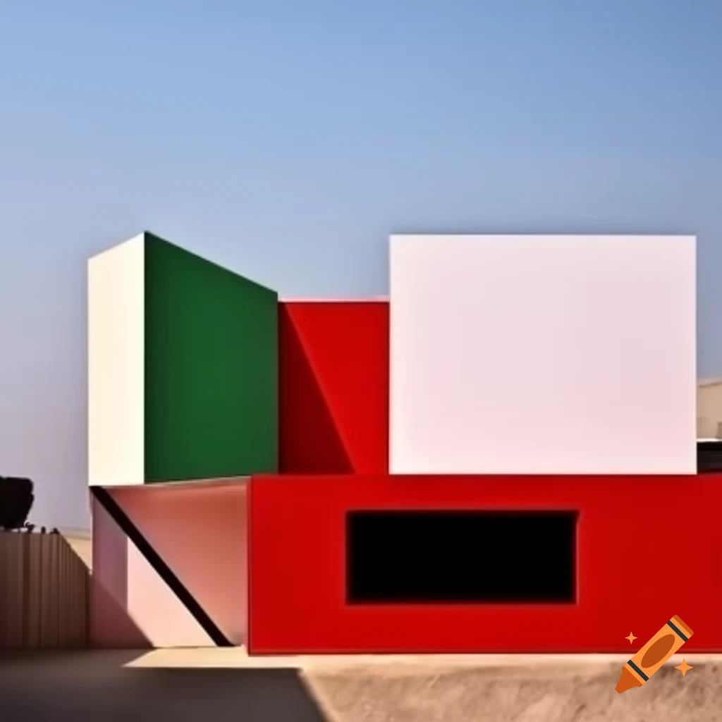 Minimalist architecture poster with vibrant colors