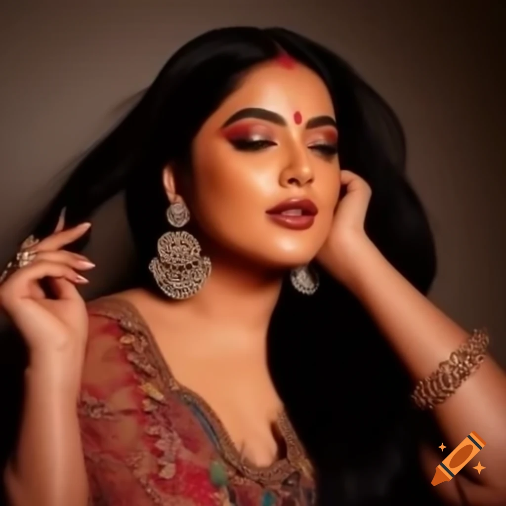 Indian influencer showcasing elegance and modern style on craiyon