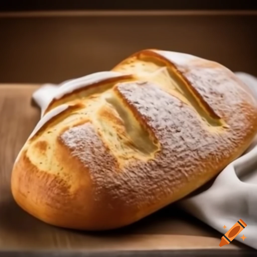 Freshly baked bread on a wooden table