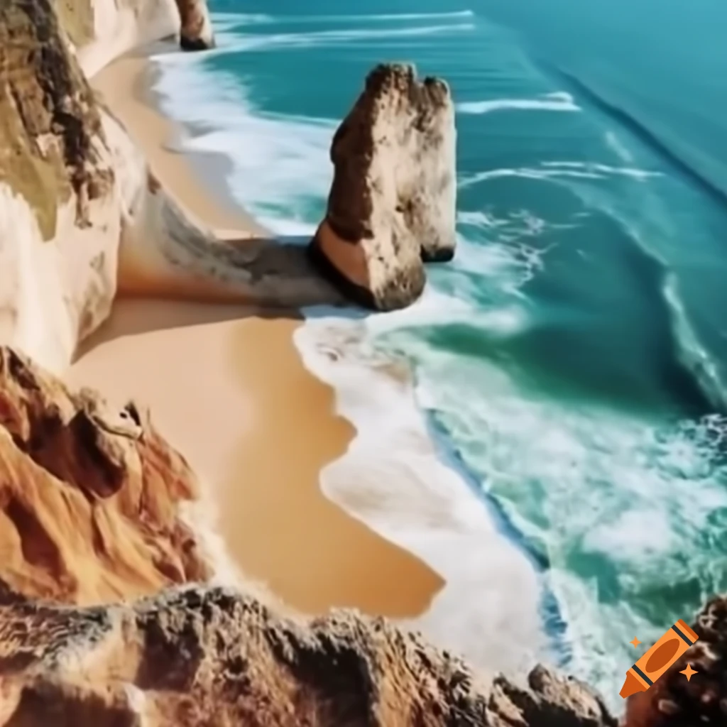 Close-up of high cliff overlooking sandy beach