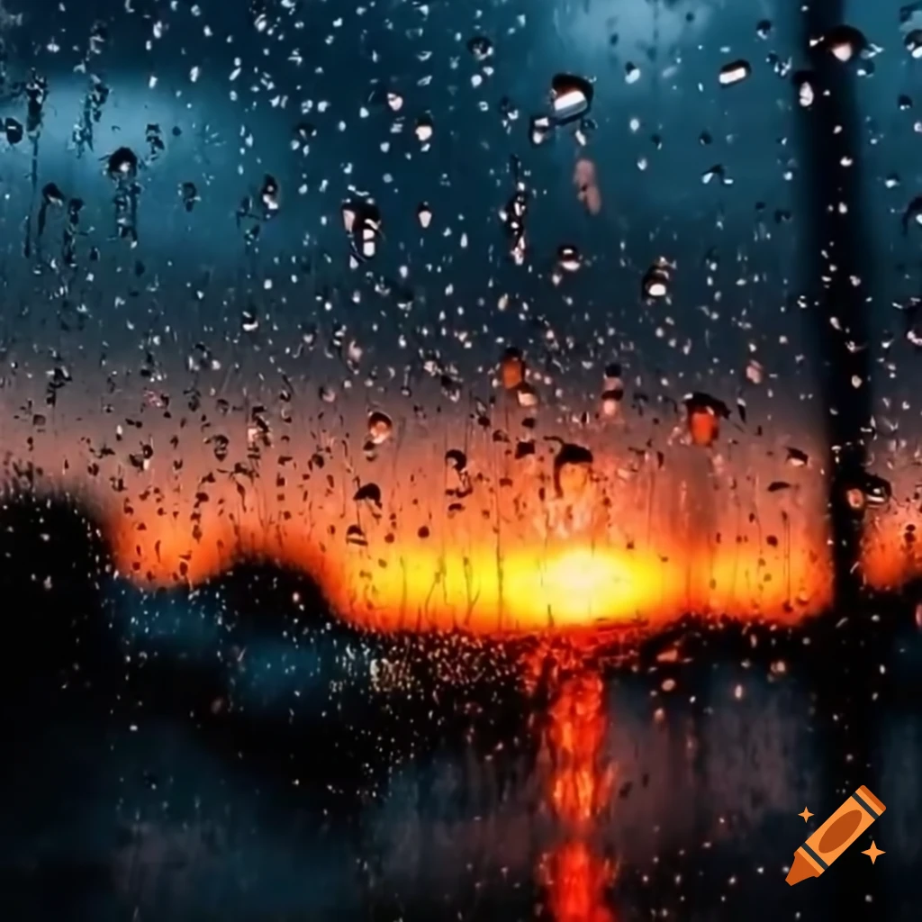 Sunset with rain creating a dramatic sky
