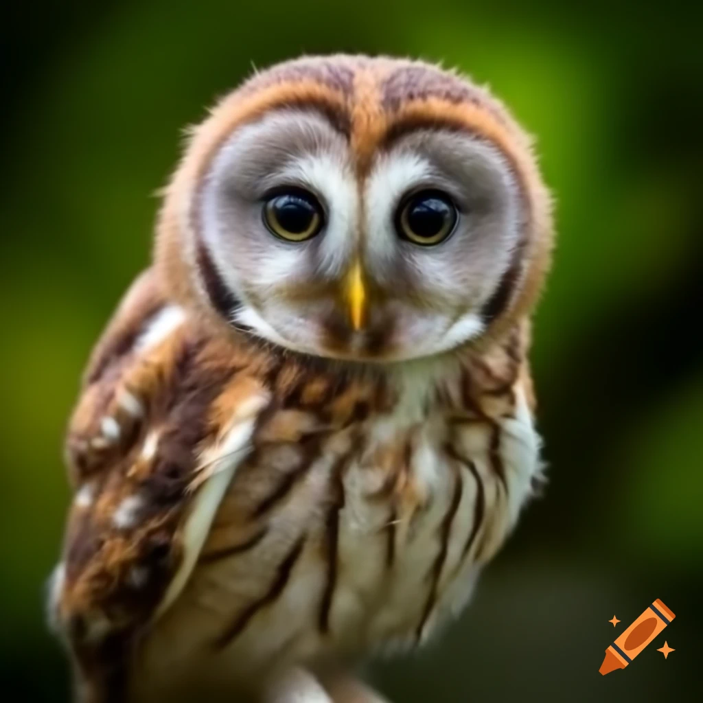 Cute barred owl perched quietly