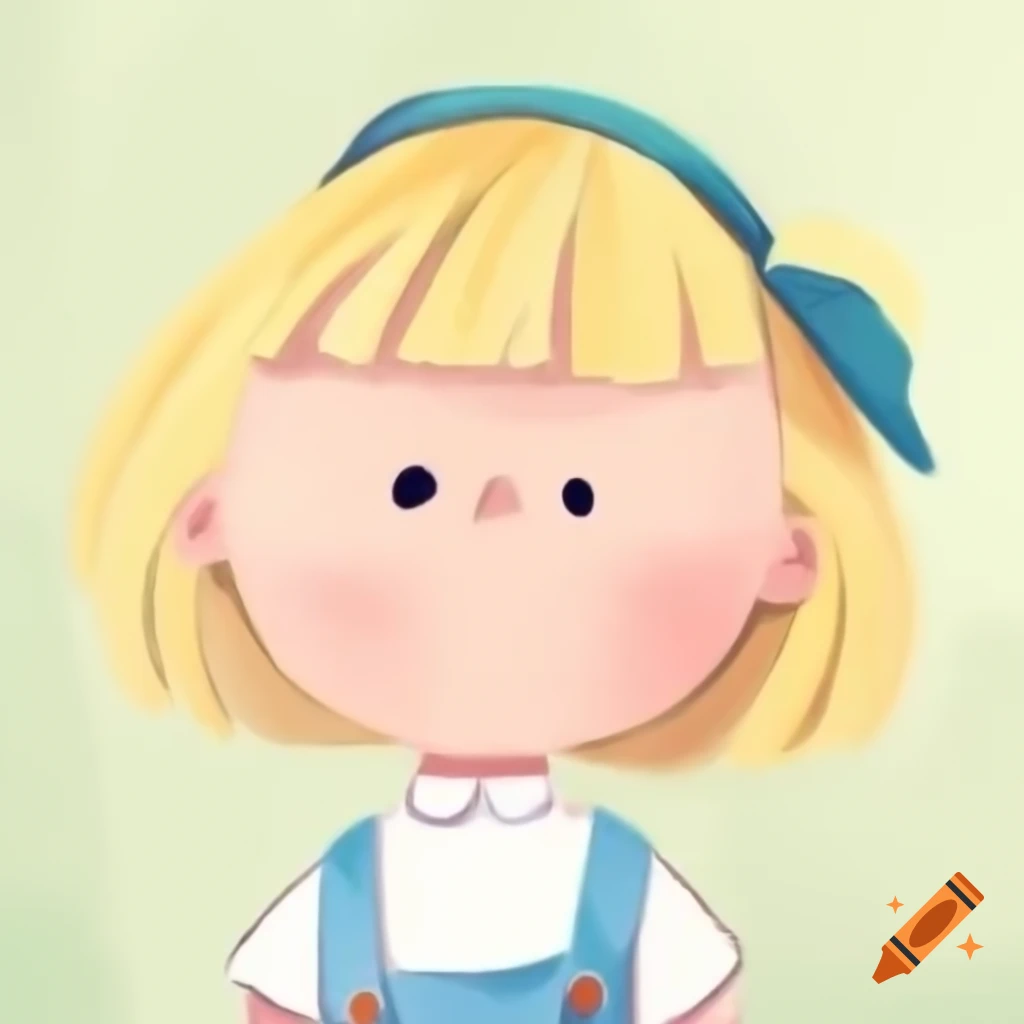 Drawing of a blonde toddler in Madeline style