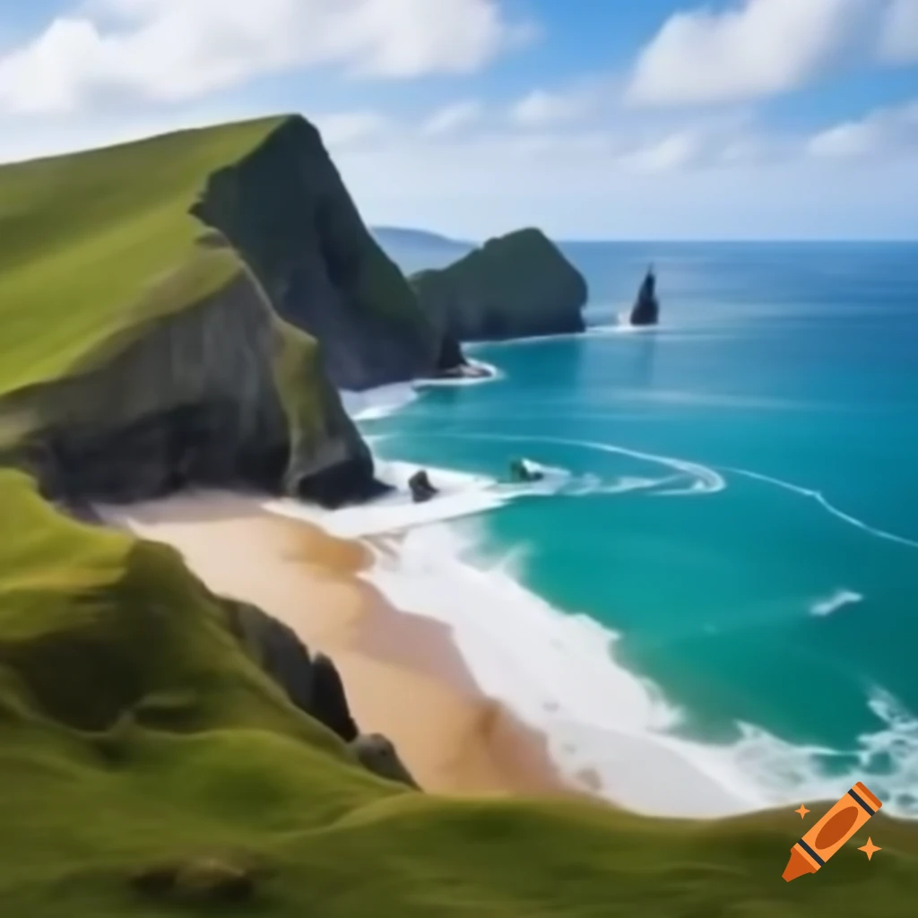 Mythical English cove scenic view