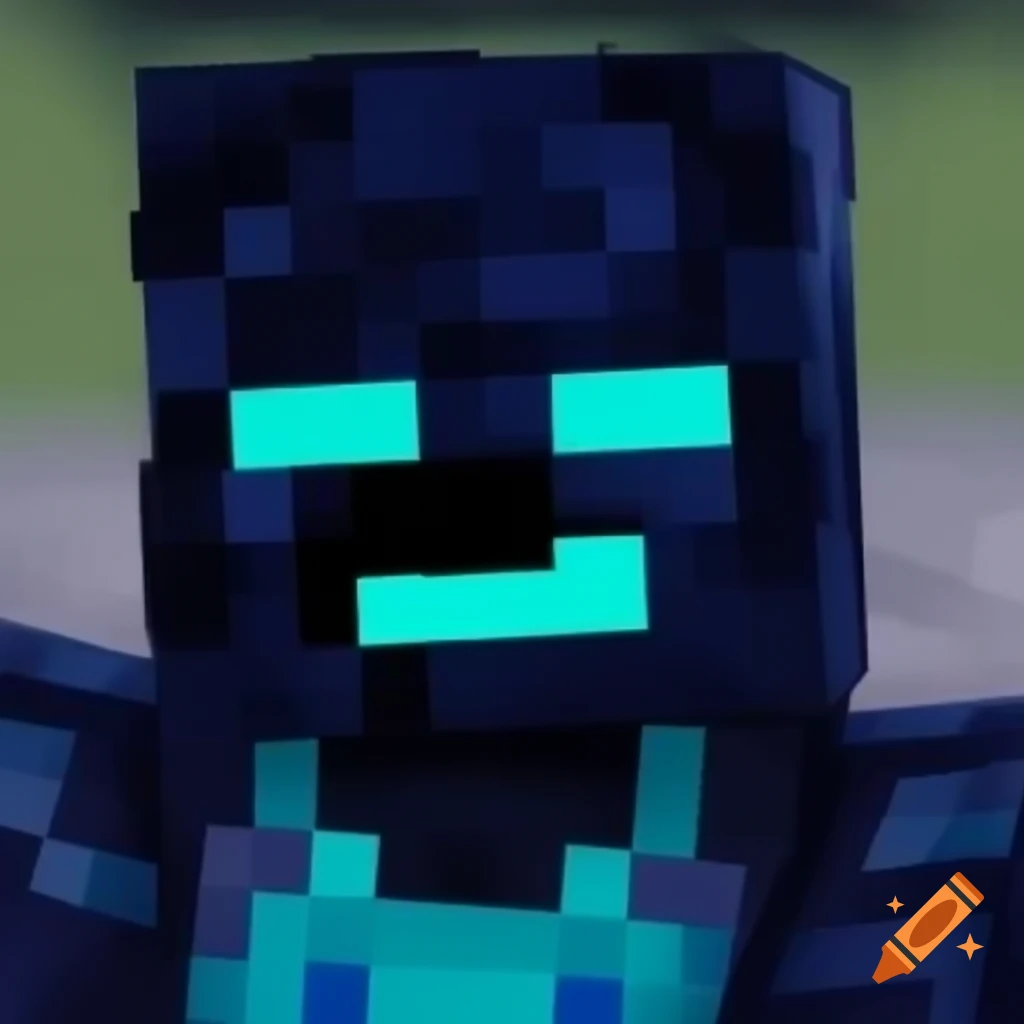 Minecraft villager with dark blue skin and glowing turquoise eyes