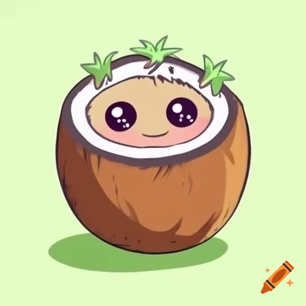 Happy macadamia nut with wings flying in anime style against blue sky