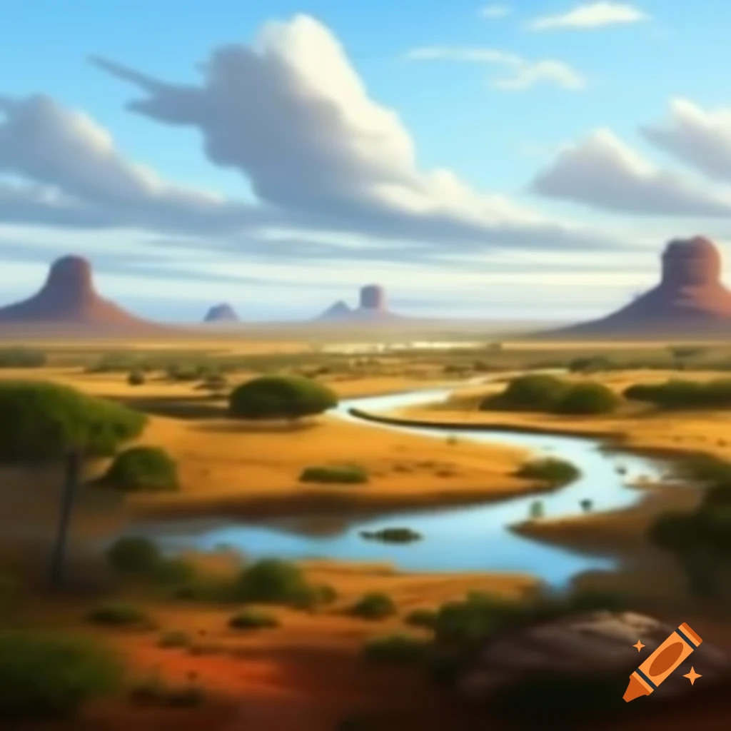 Savannah landscape featuring a river