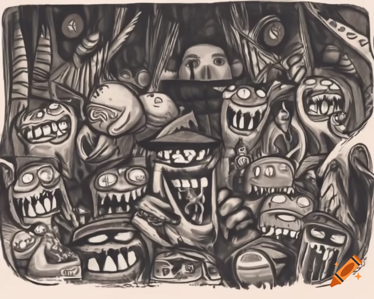 Gloomy smoky London featuring grotesque monsters
