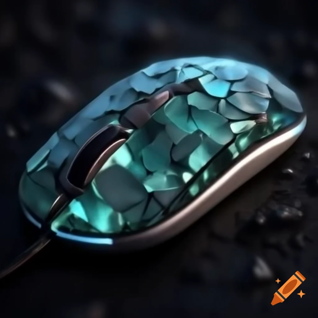 Computer mouse crafted from meteorite glass and metal