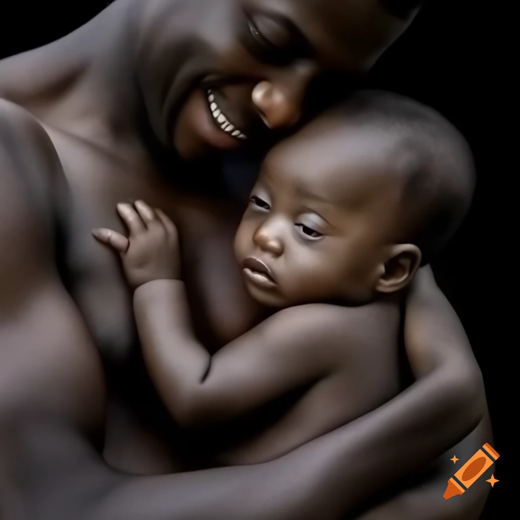 Infant holding an adult Asian man in a warm embrace