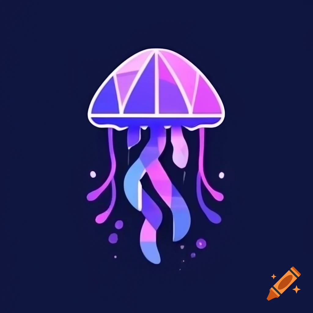 Playful geometric jellyfish logo in 2D design