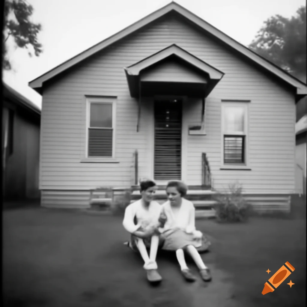 Young couple in 1950s sitting on porch of Kansas house