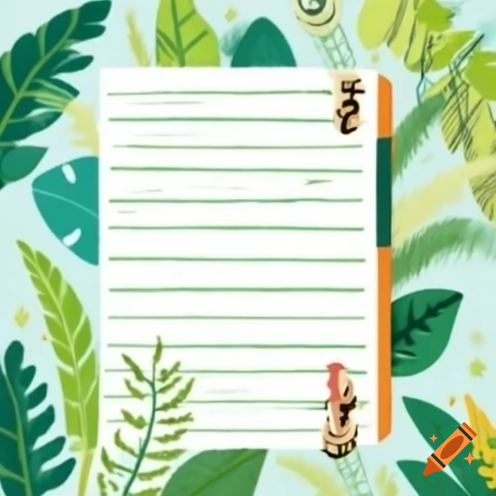 Jungle themed page with writing lines