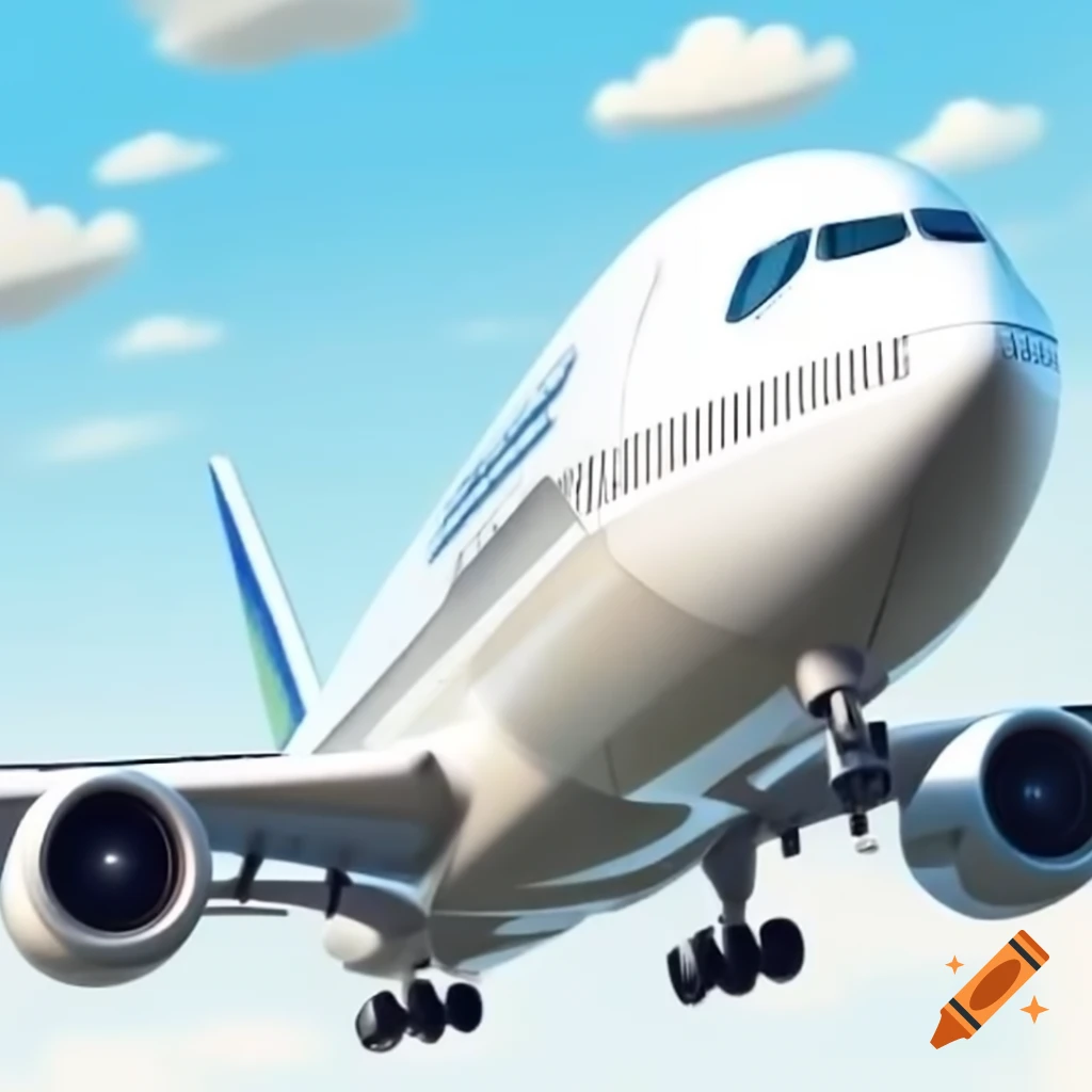 Cartoon depiction of a Boeing 777 airplane