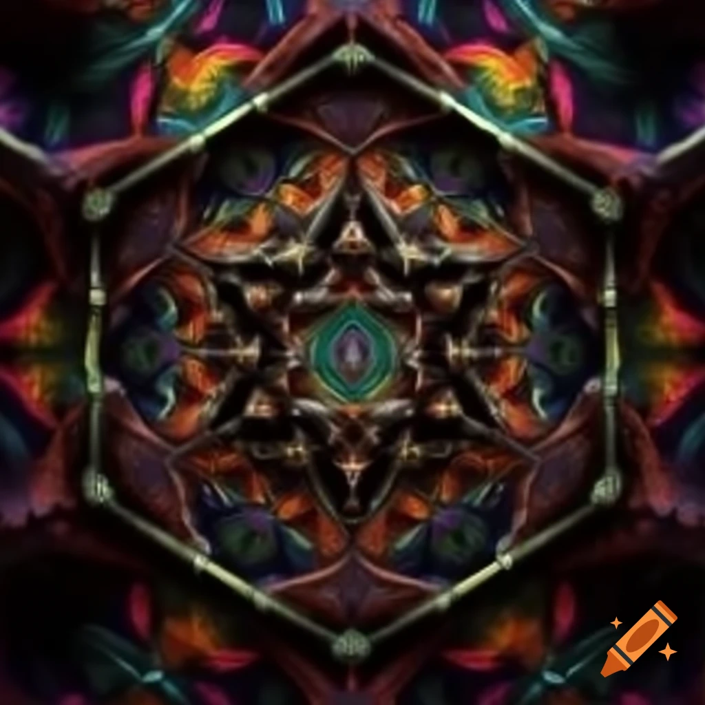 Detailed hexagon psychedelic pattern