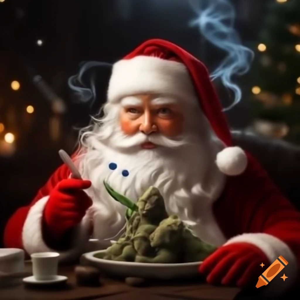 Santa Claus with a humorous twist enjoying a relaxing moment