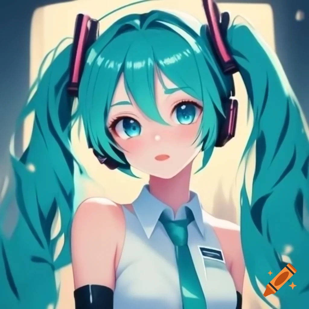 Hatsune Miku As An Android With Black And Blue Hair And Rabbit Ears On hatsune-miku-as-an-android-with-black-and-blue-hair-and-rabbit-ears-on