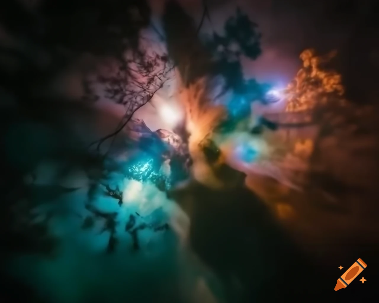 Vibrant HDRI photograph featuring unicorn and mythical creatures