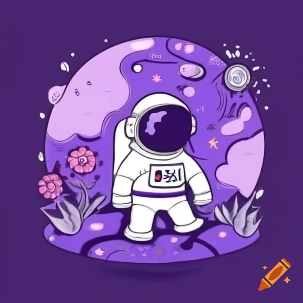 Astronaut exploring vibrant purple planet