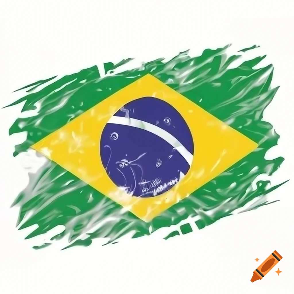 Grunge style Brazilian flag in gray and white