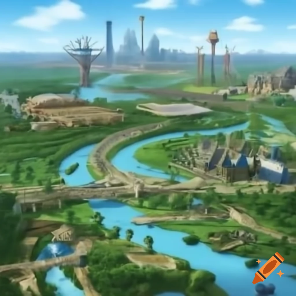 Cityscape featuring rivers, parks, and zoos