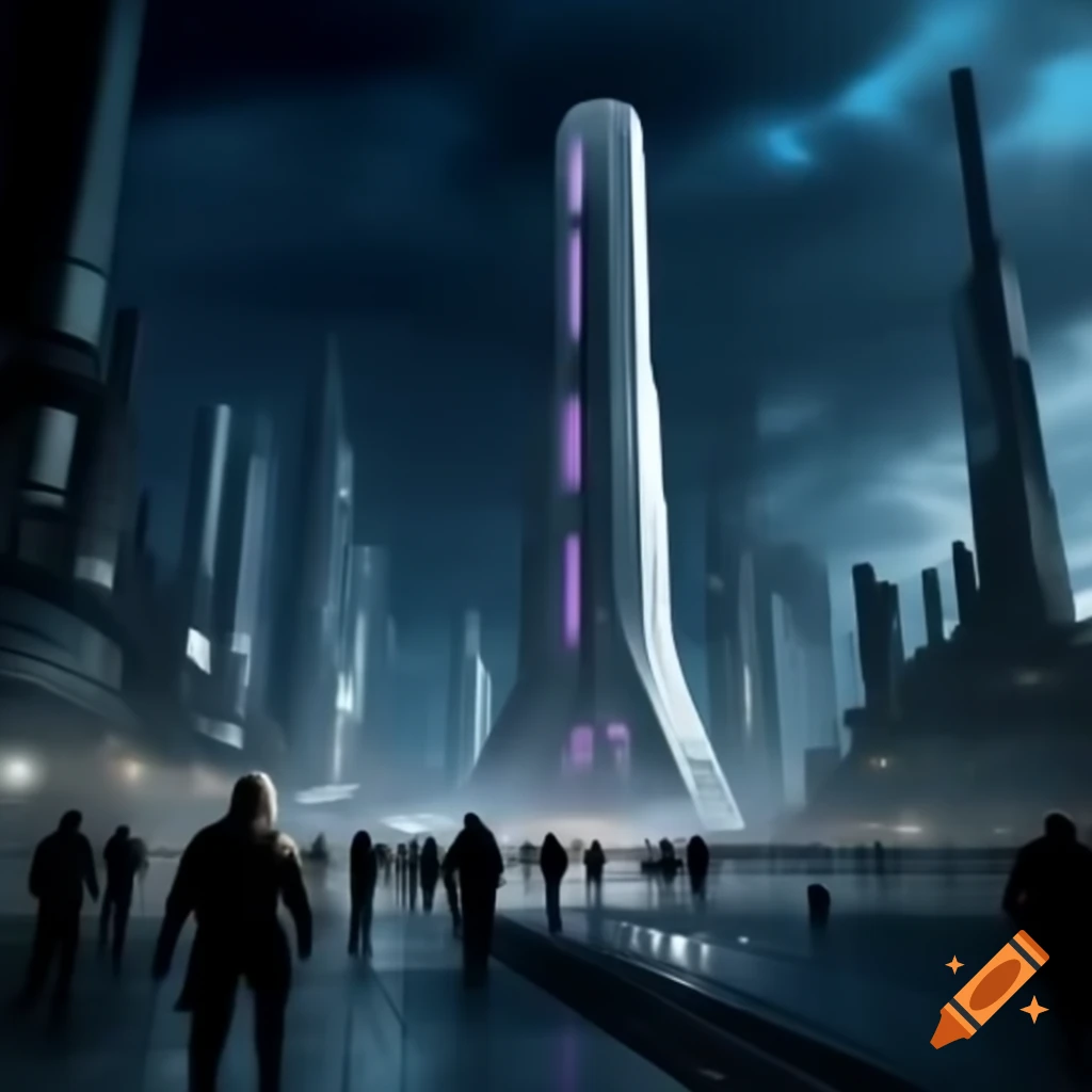 Futuristic metropolis with advanced architecture