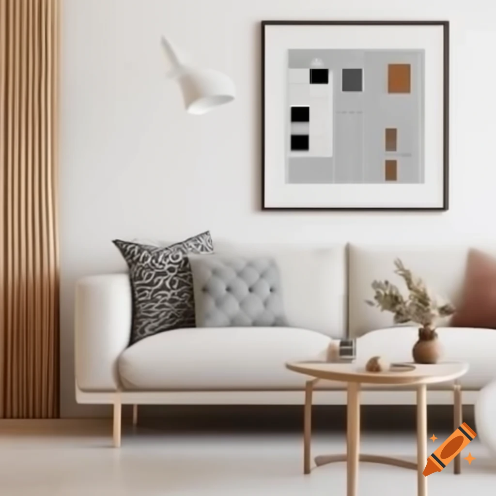 High-quality interior sofa mockup with decorations
