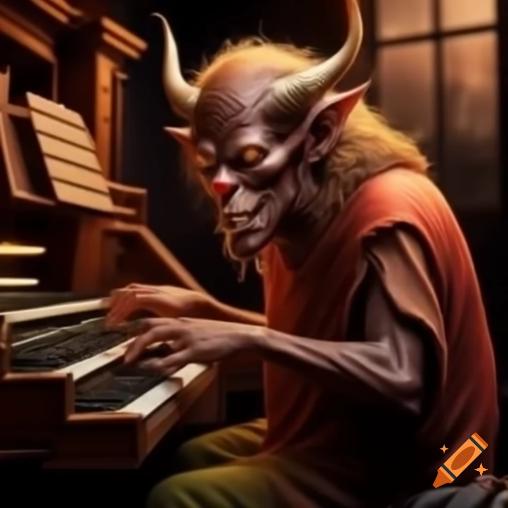 Demon character playing a Hammond organ