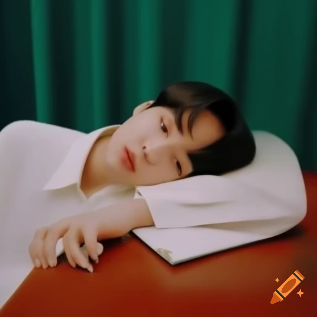 Chonguk from BTS relaxing on a table