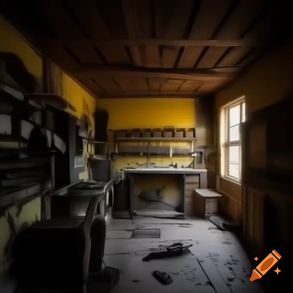 Rustic 1939 workshop with wooden floors and vintage cameras