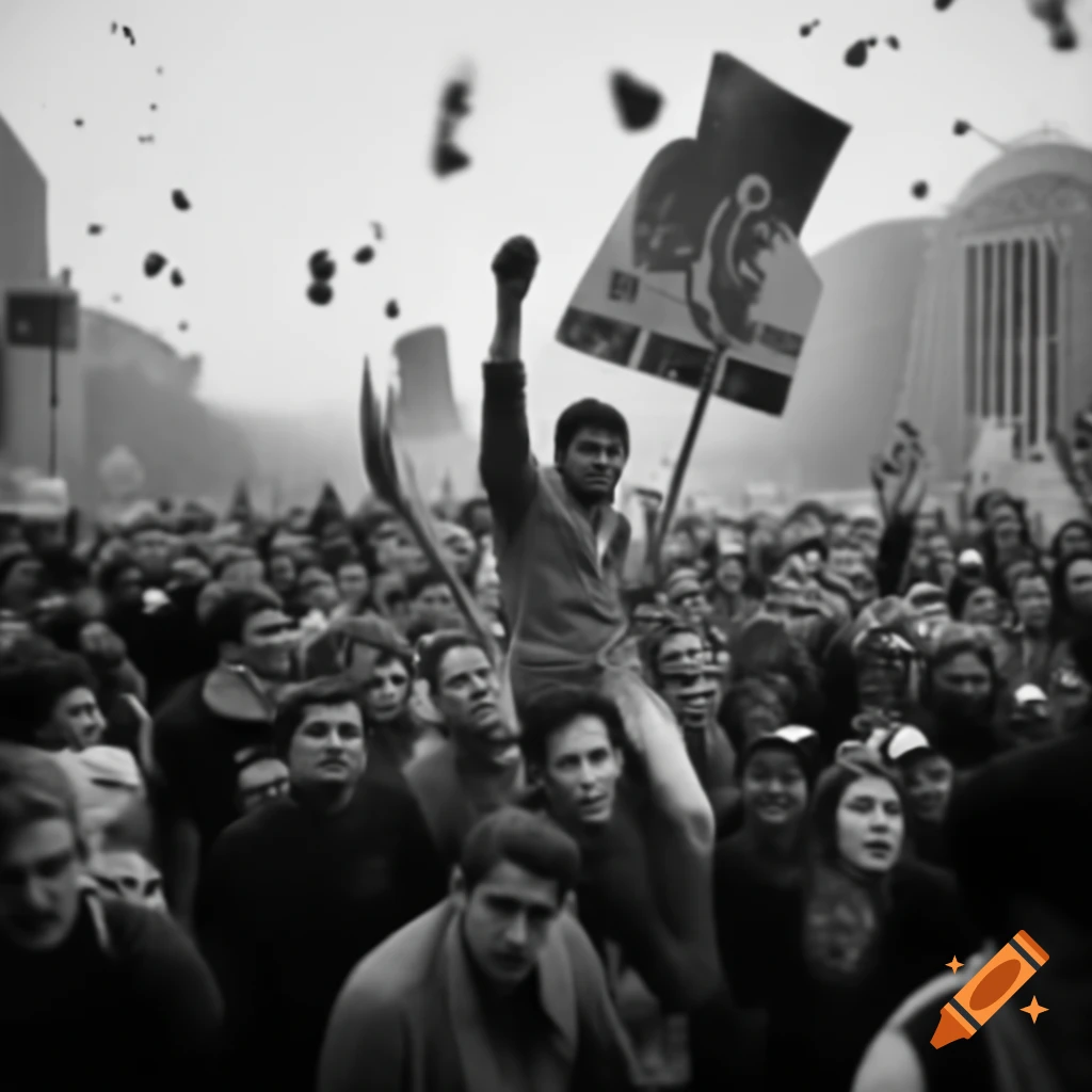 Protesting crowd holding posters conveying messages of struggle