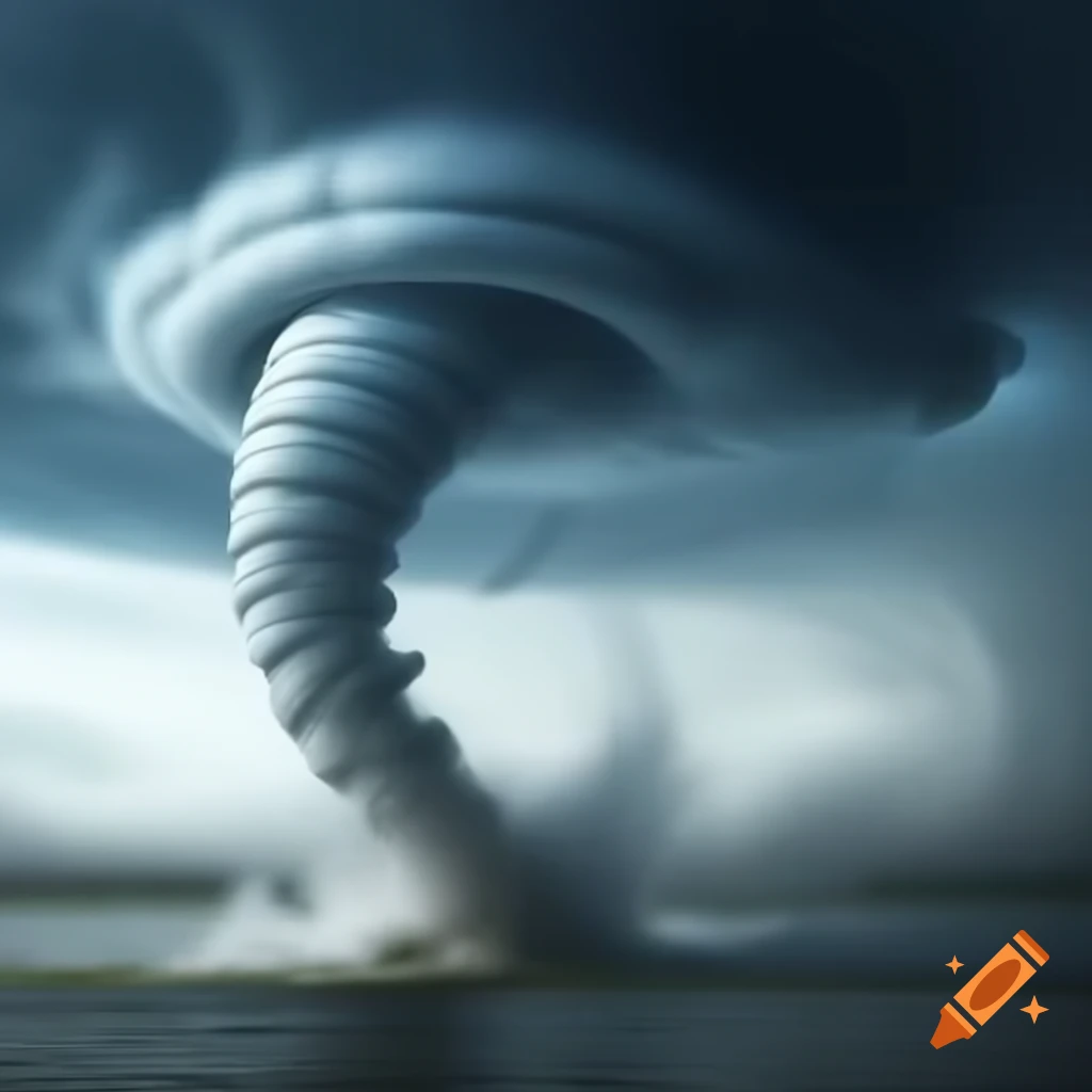 Futuristic tornado forming over water