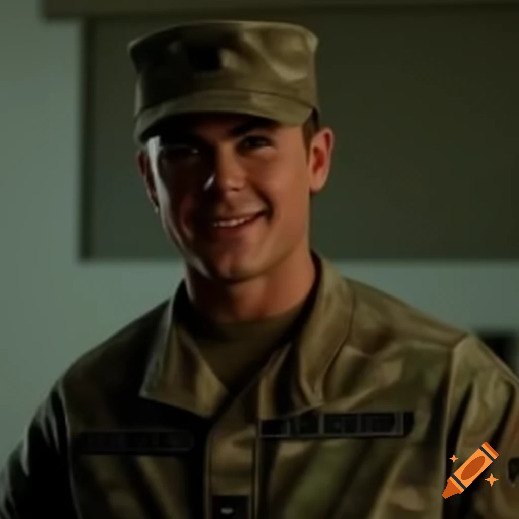 Zac Efron in army camouflage uniform