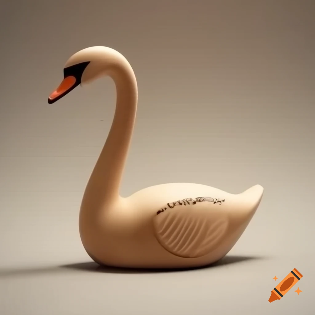 Elegant wooden swan sculpture
