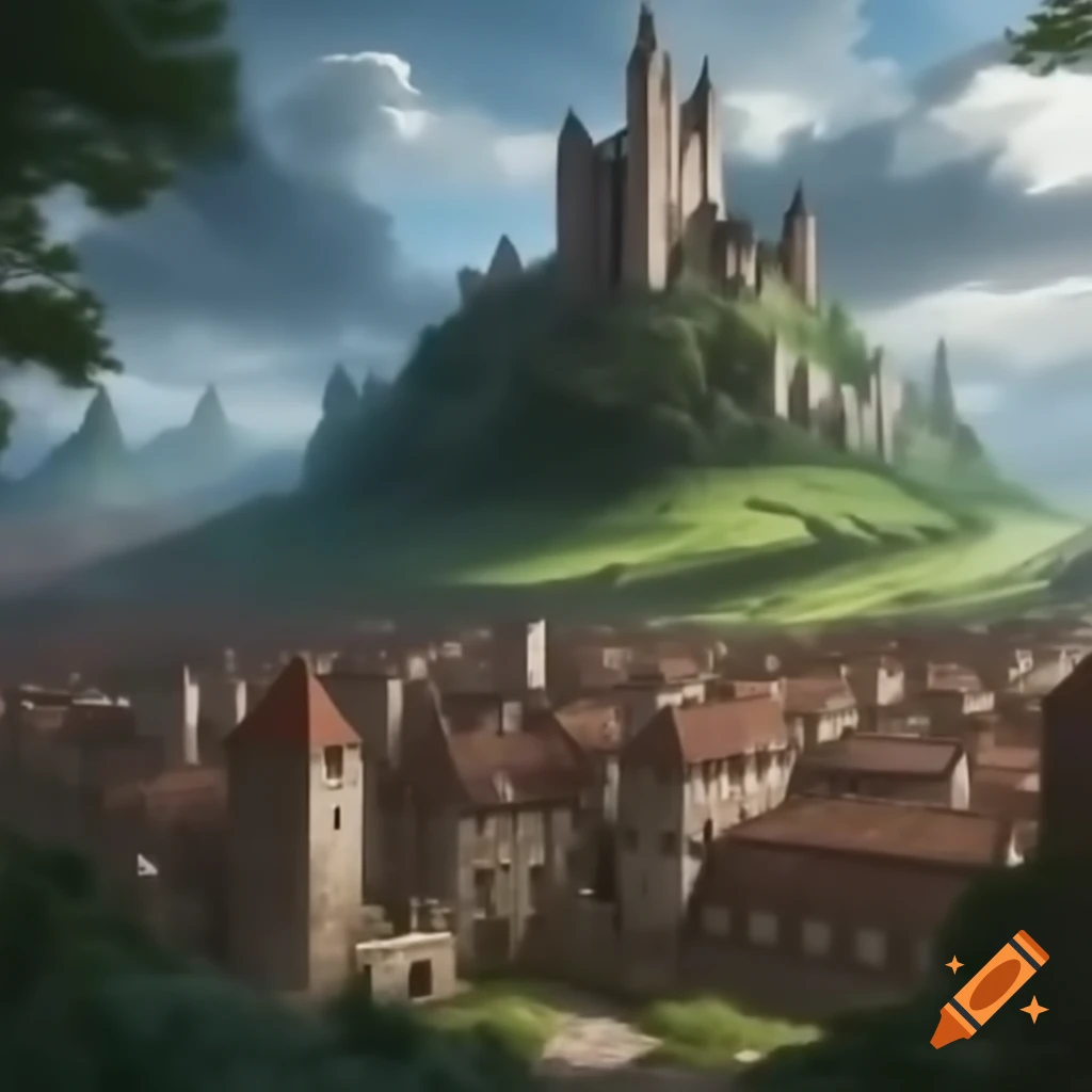 Medieval city with stunning castle on hill