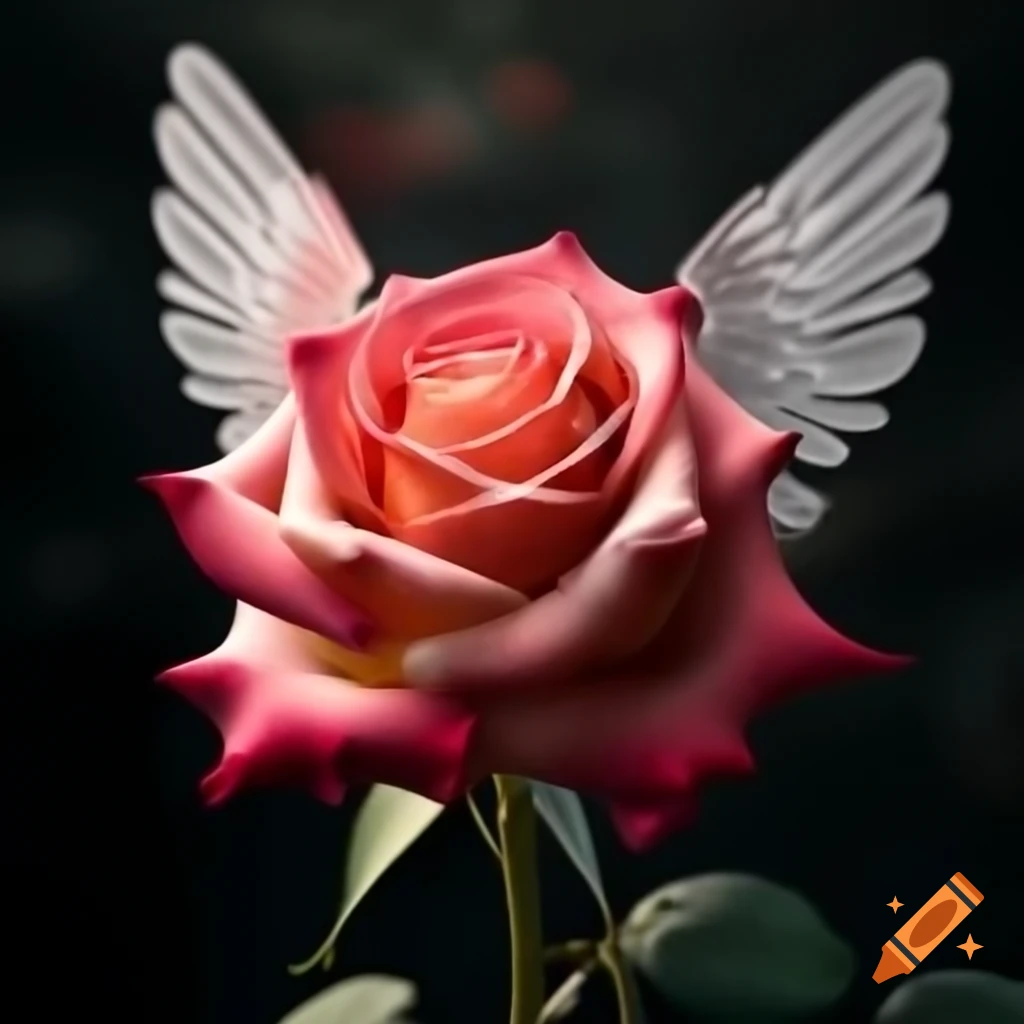 Rose adorned with angel wings