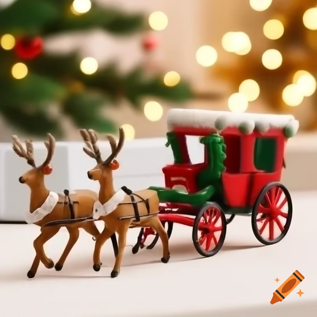 Miniature holiday deer carriage set