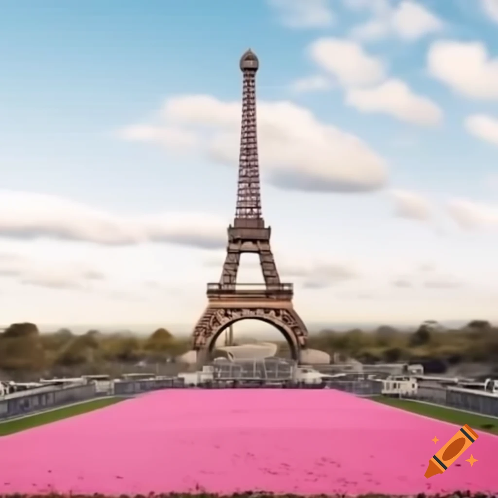 Pink-themed day at the Eiffel Tower