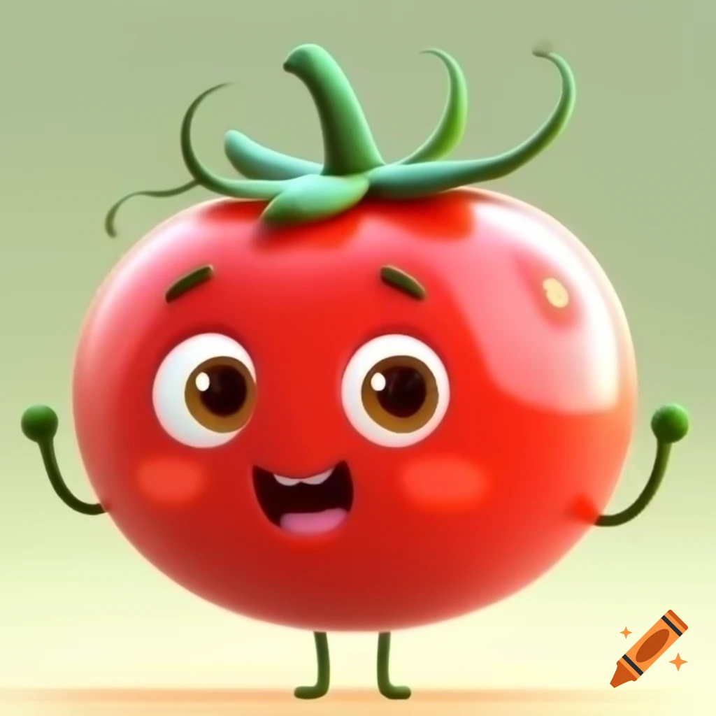 Cute cartoon tomato with eyes smiling