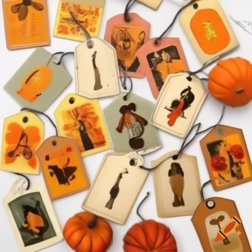 Vintage tags featuring autumn images