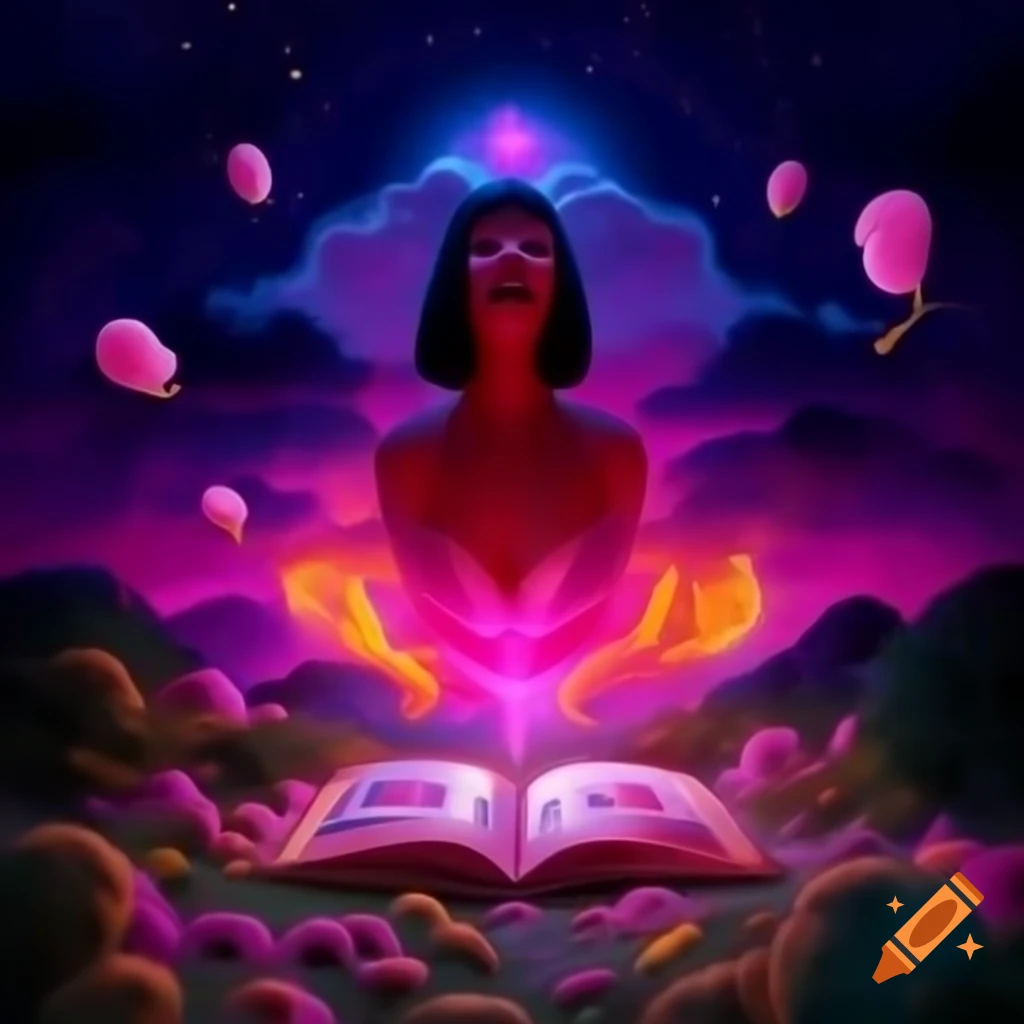Ethereal and vibrant album cover blending surrealism and pop art