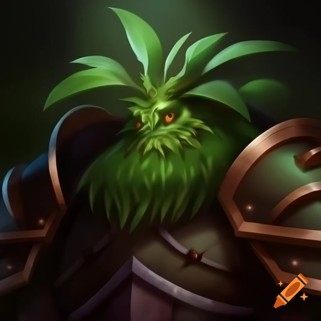 Fantasy portrait of plant monster paladin character in Dungeons and Dragons