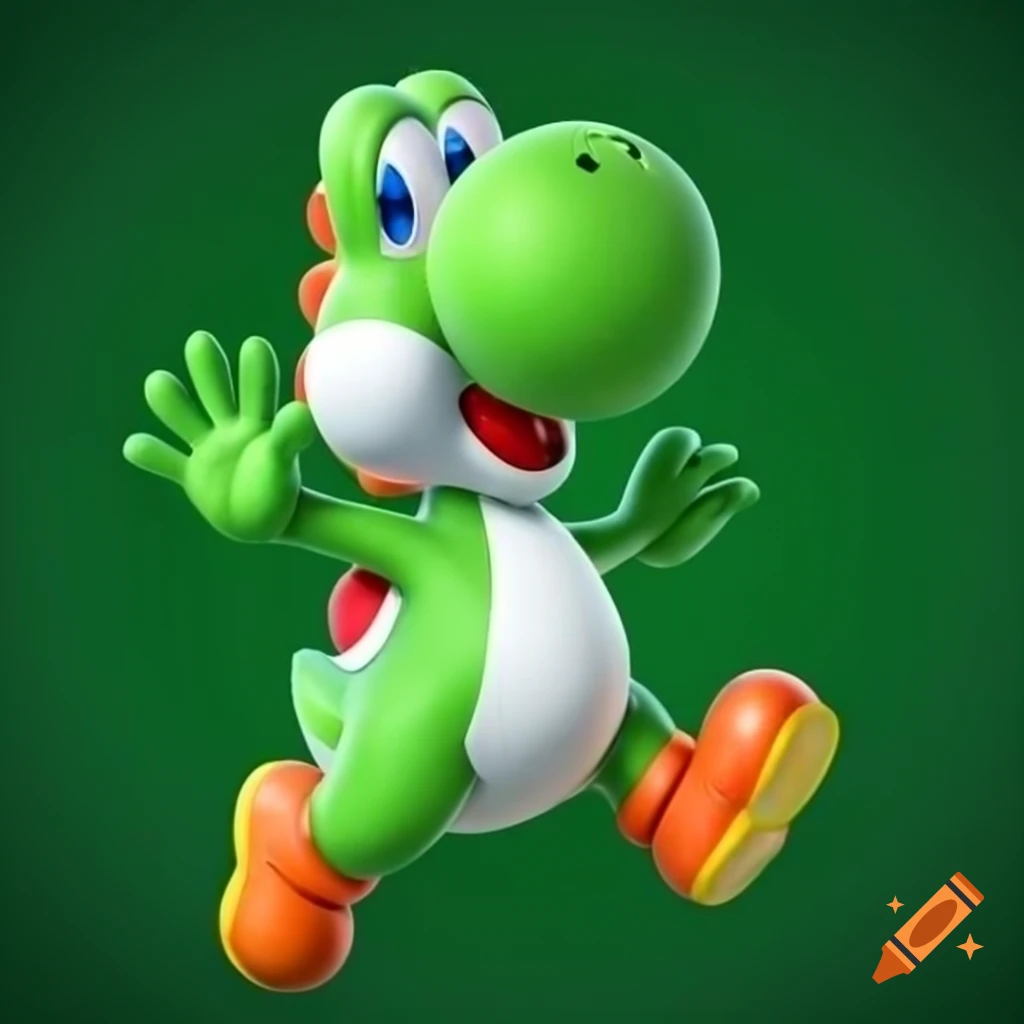 Yoshi character waving to camera