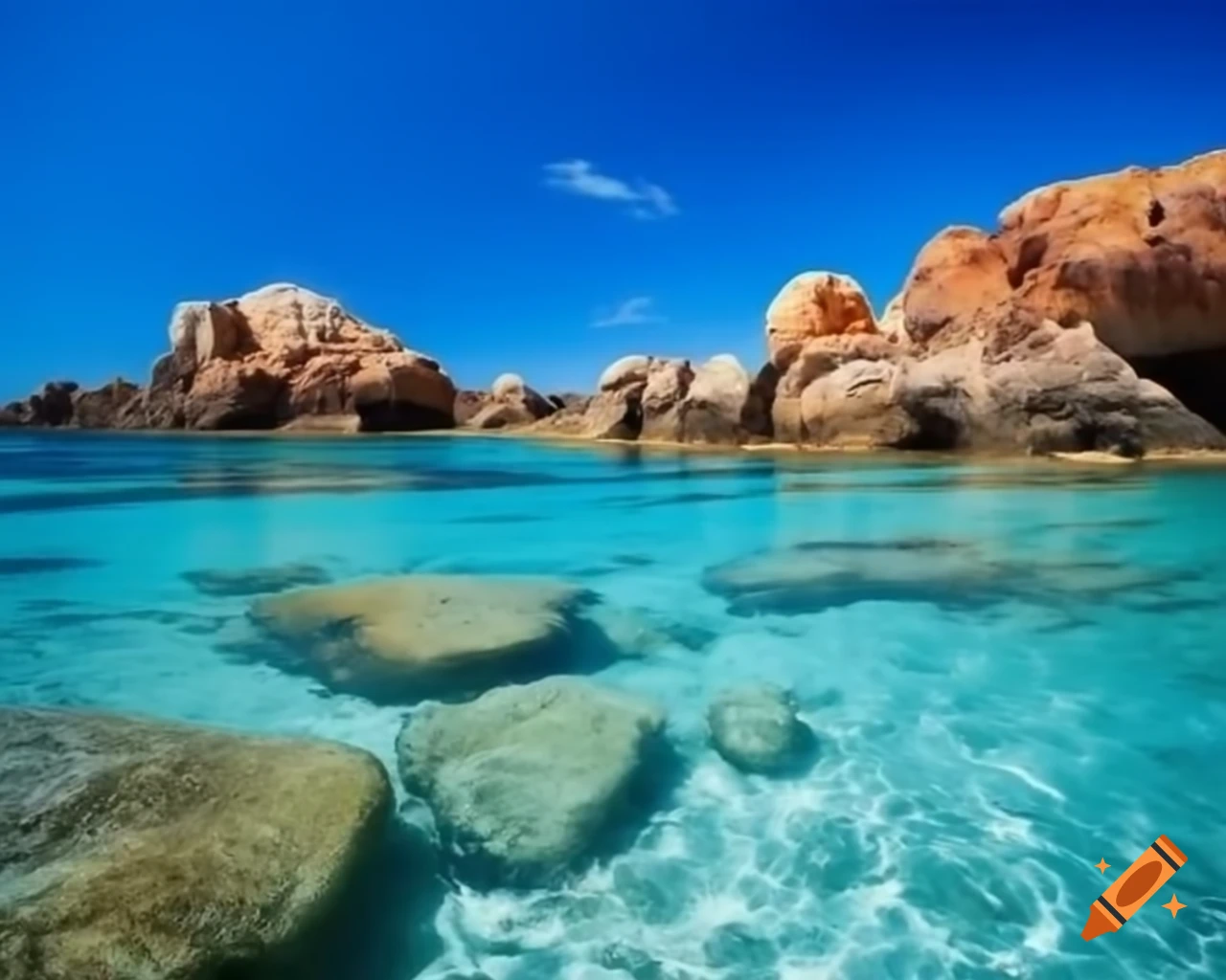 Crystal clear beach in Australia with vibrant water and stunning rocks