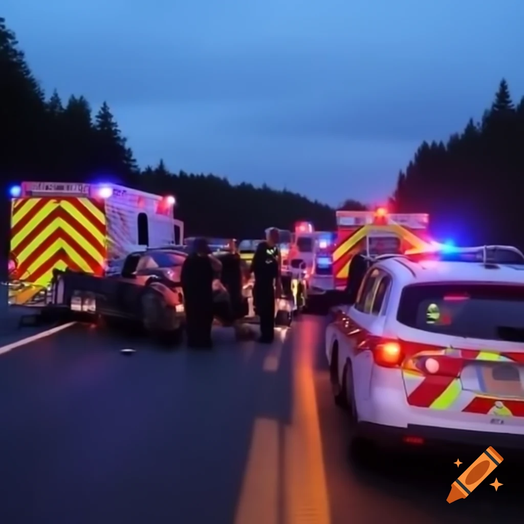 Public roadway accident with firefighters and emergency services