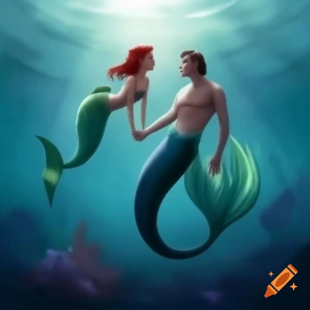 Mermaid and merman illustration
