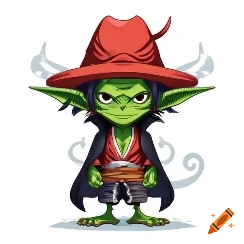 DND male goblin character inspired by Shanks from One Piece