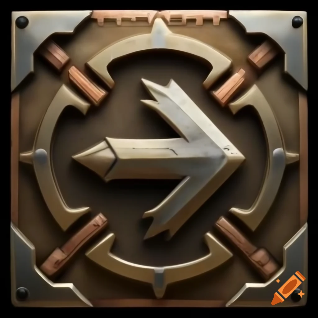 Medieval-style return icon with curved arrow resembling weapons