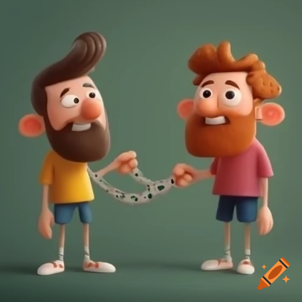 Cartoon characters chained together